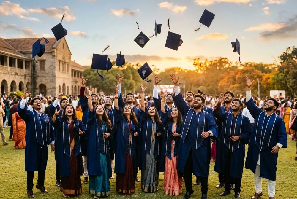 Graduates celebrating at a convocation ceremony
